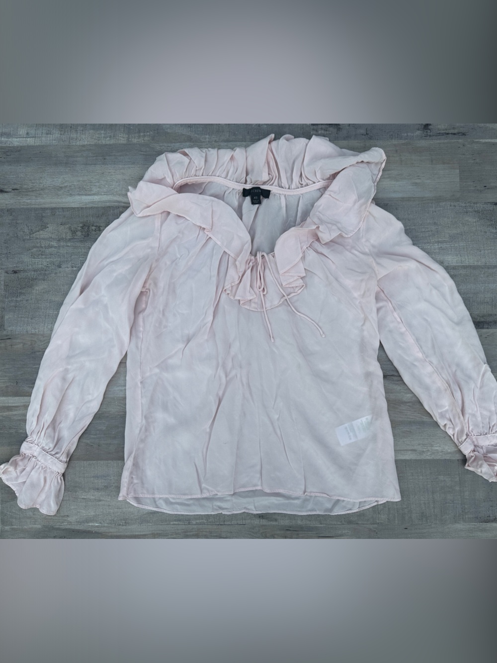J. Crew Pale Pink Ruffle-Trim Peasant Blouse